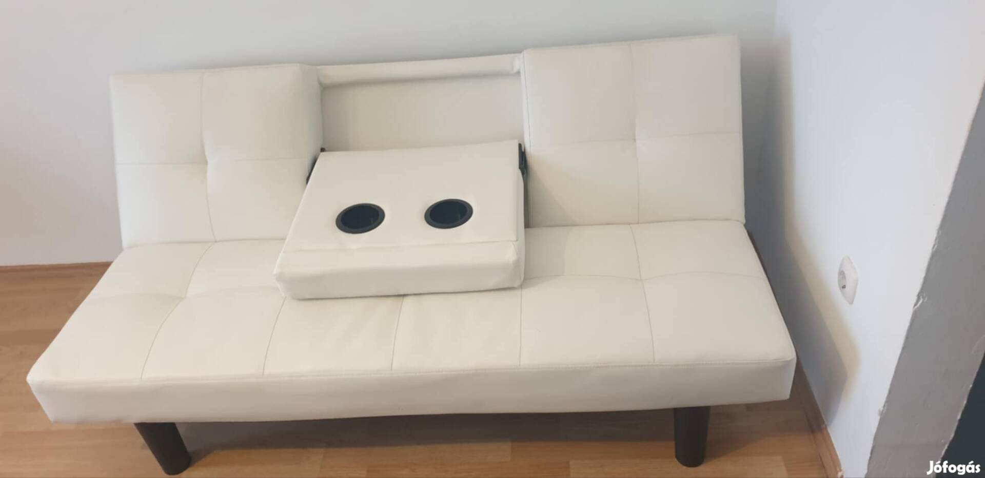 Fehér valódi bőr kinyitható kanapé