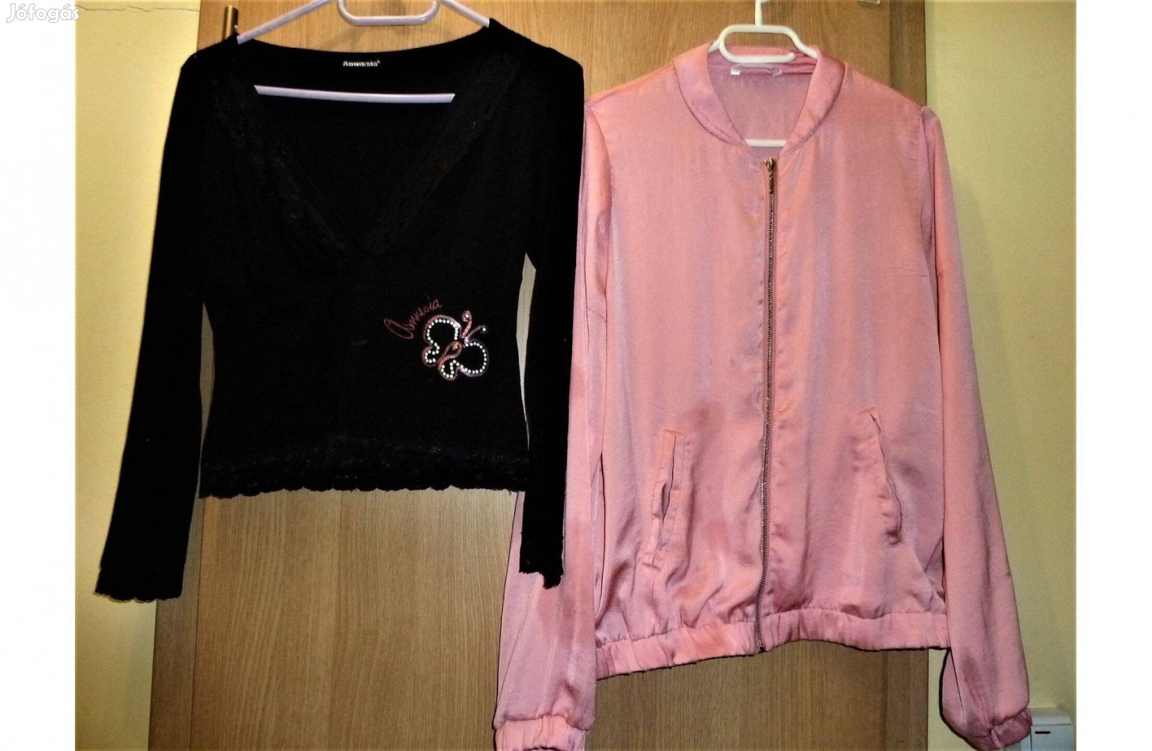 Fekete Amnesia póló S méret és rózsaszin dzseki