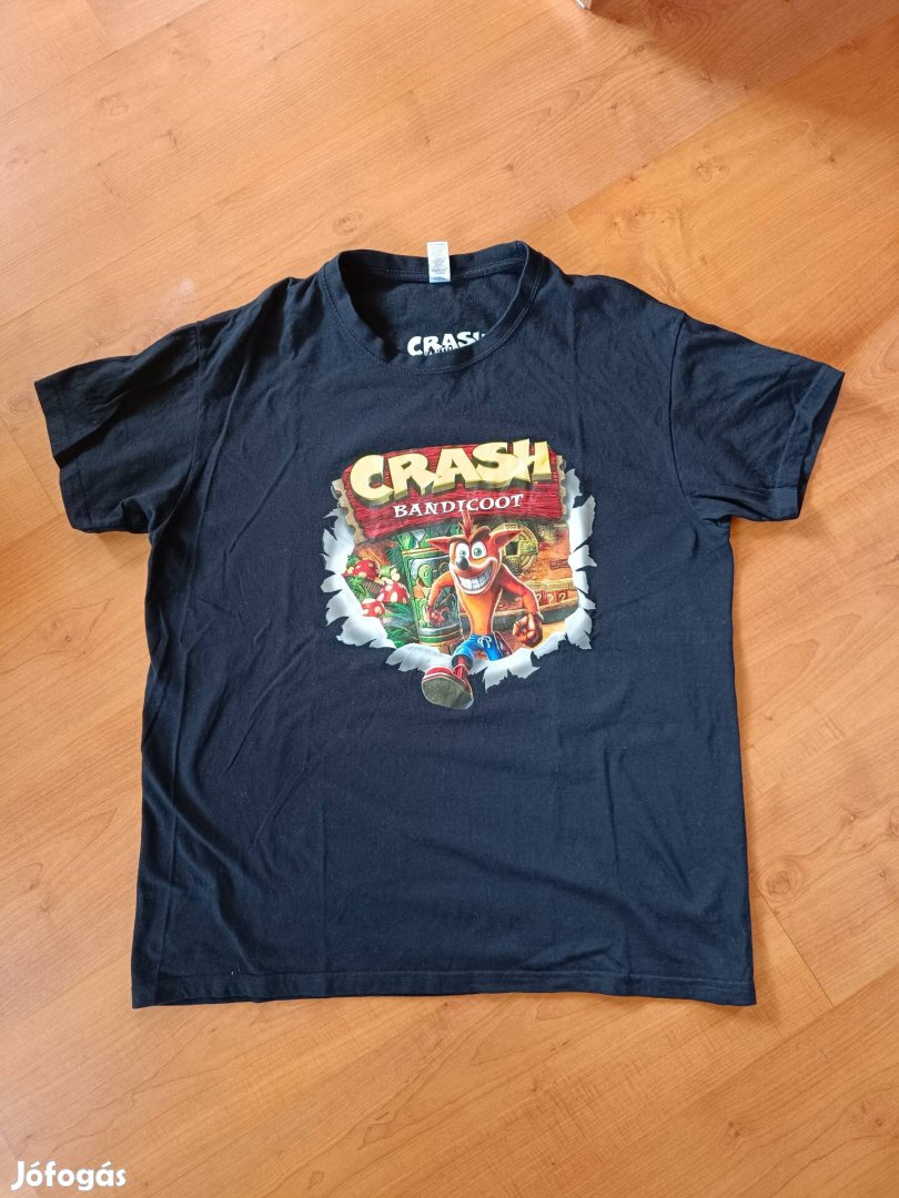 Fekete Crash Bandicoot mintájú póló PS Playstation L