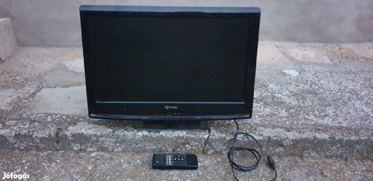 Fekete Funai 22" LCD TV javításra vagy alkatrésznek. Küldés ok