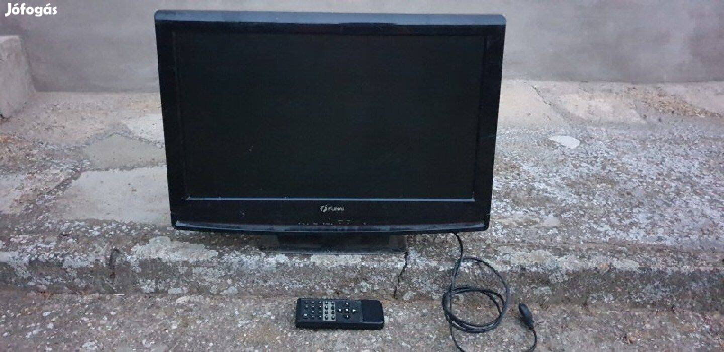 Fekete Funai 22" LCD TV javításra vagy alkatrésznek. Küldés ok