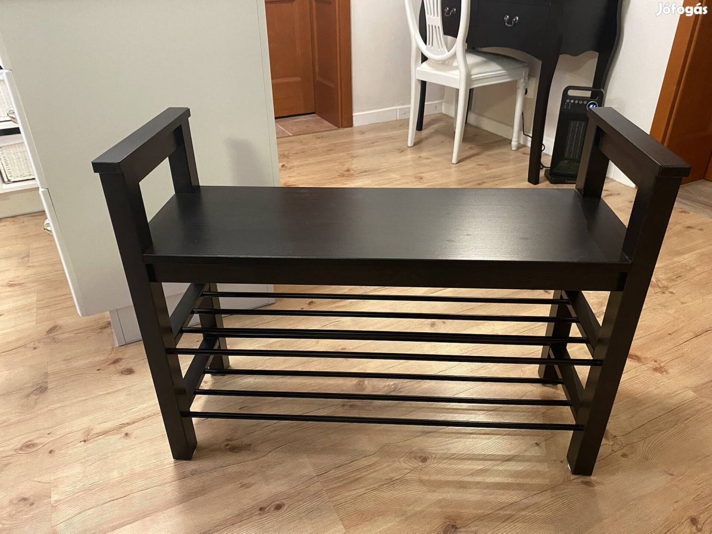 Fekete IKEA Hemnes pad + cipő tároló