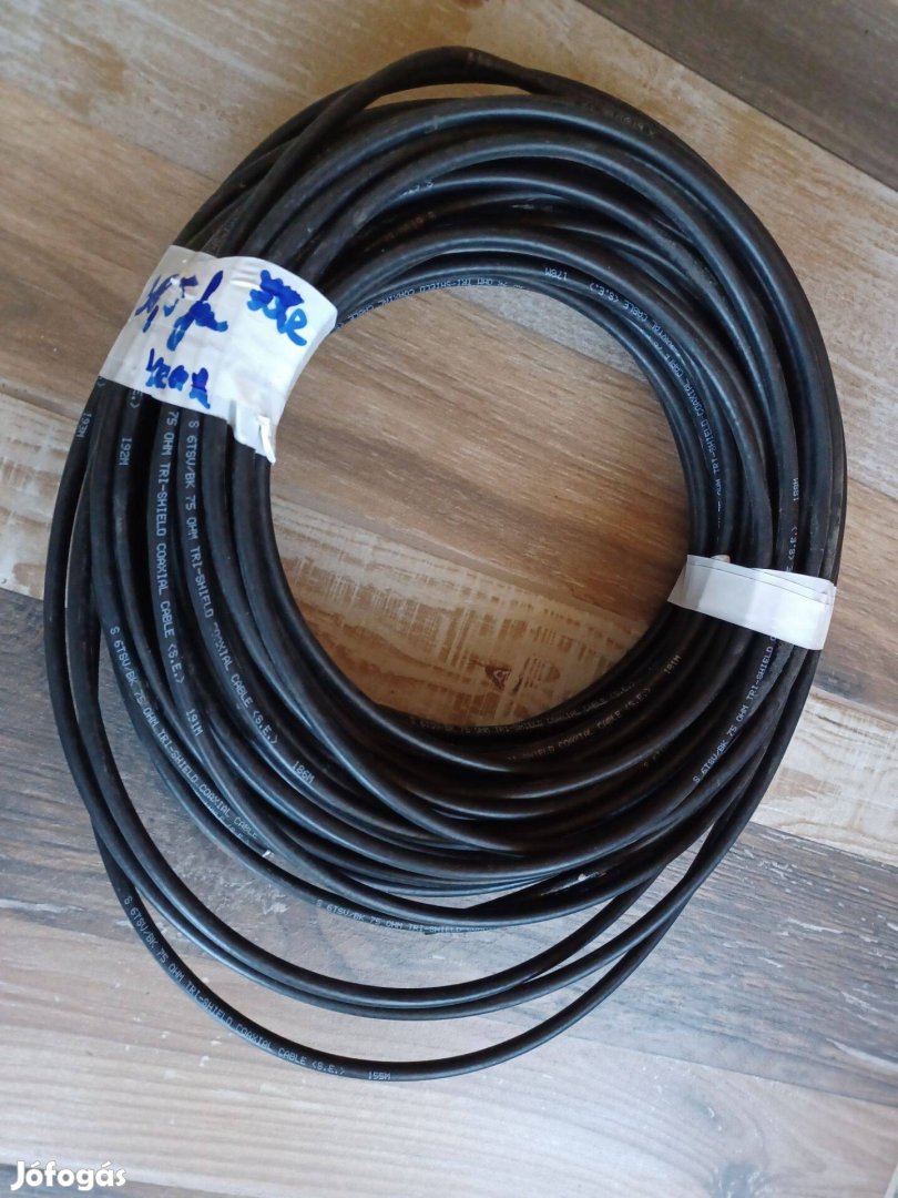 Fekete Koax Kábel 3x Árnyékolt 75ohm 38,5 fm