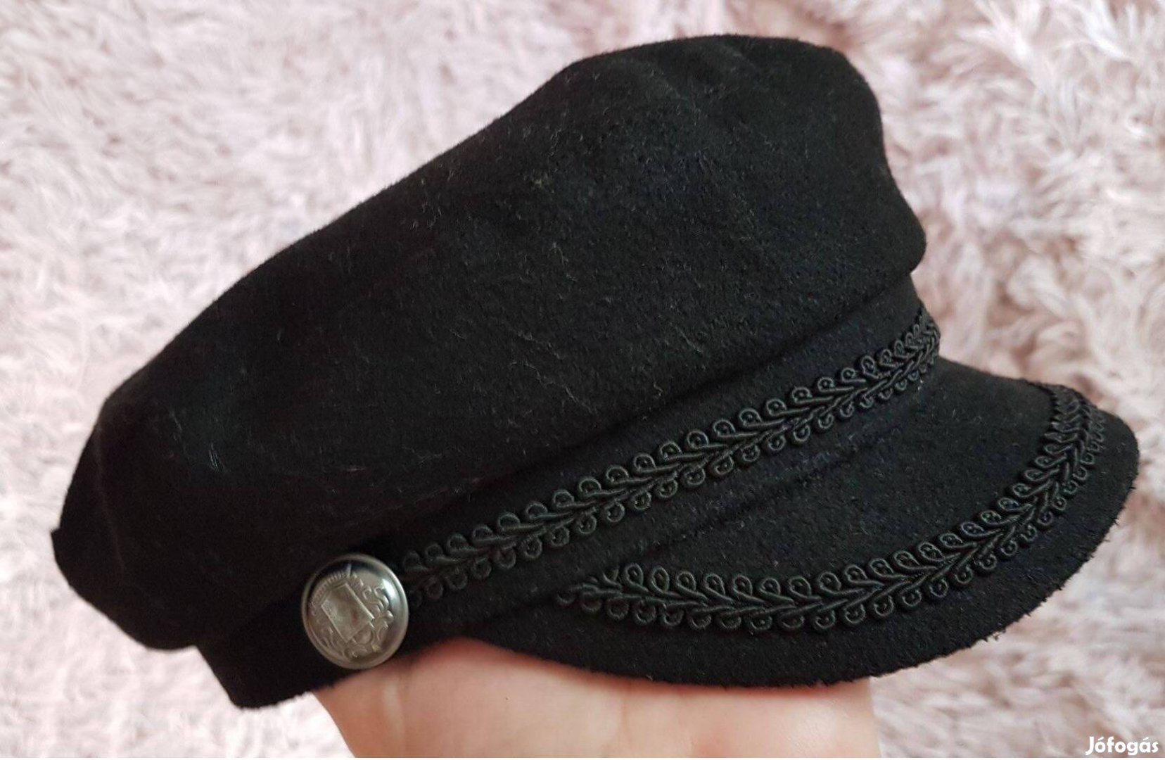 Fekete Newsboy sapka 53,5 cm unisex bakerboy HM