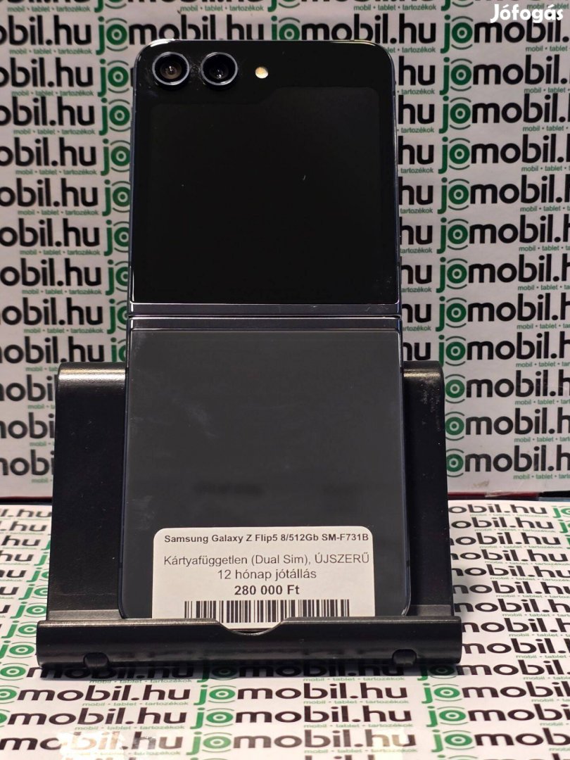 Fekete Samsung Galaxy Z Flip5 512GB dobozával