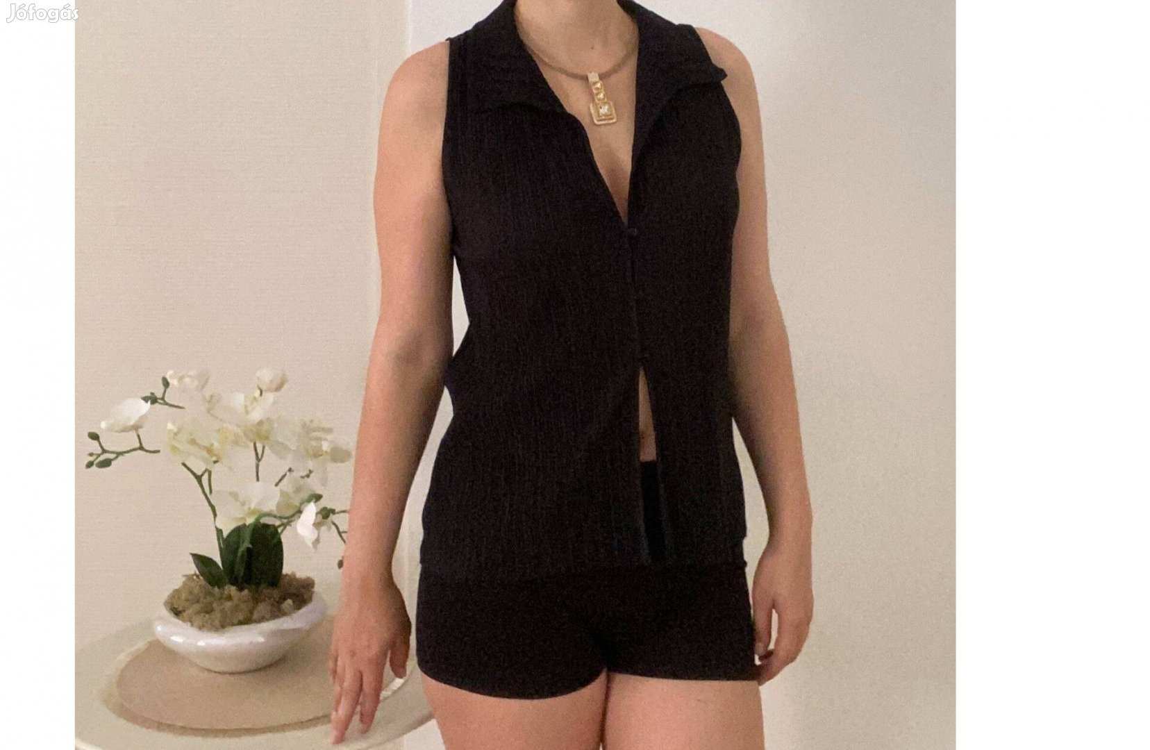 Fekete Zara lenge, elegáns M-es rakott felső, ingyen szállítással