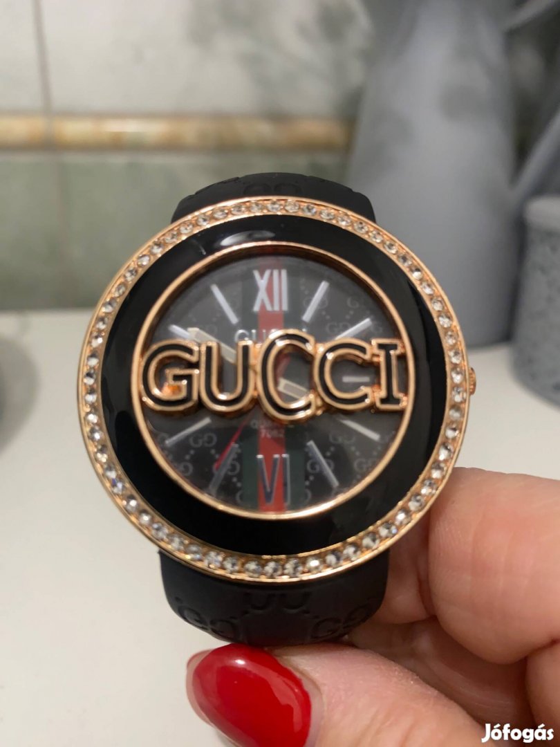 Fekete / Swarovski köves Gucci stilusú óra új