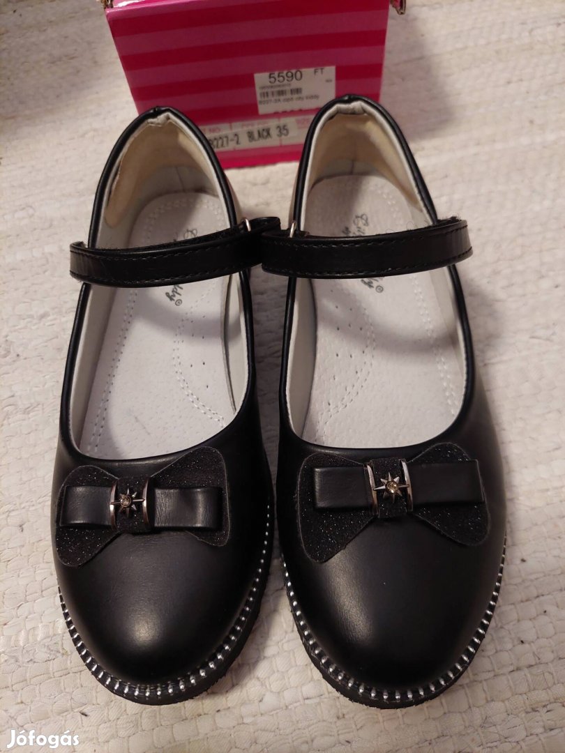 Fekete alkalmi cipő, ünneplő cipő 35-ös