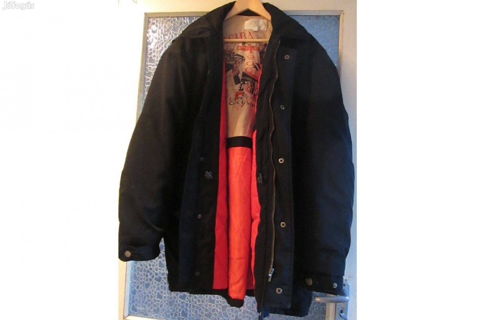 Fekete bélelt női vízálló félhosszú dzseki kabát olcsón