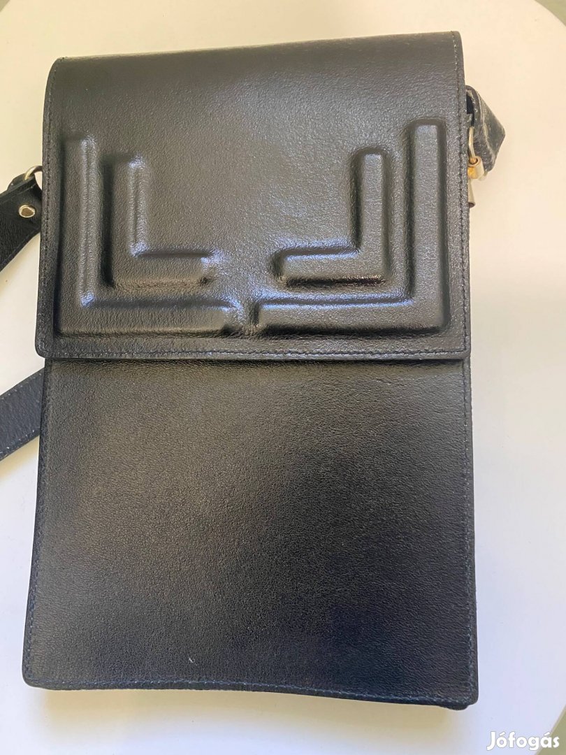 Fekete bőr kézműves crossbody új