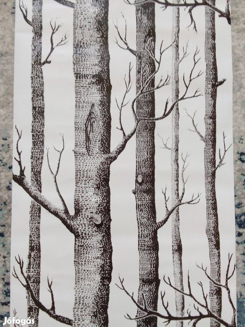 Fekete-fehér erdőmintás öntapadós tapéta 45 cm x 4 méter