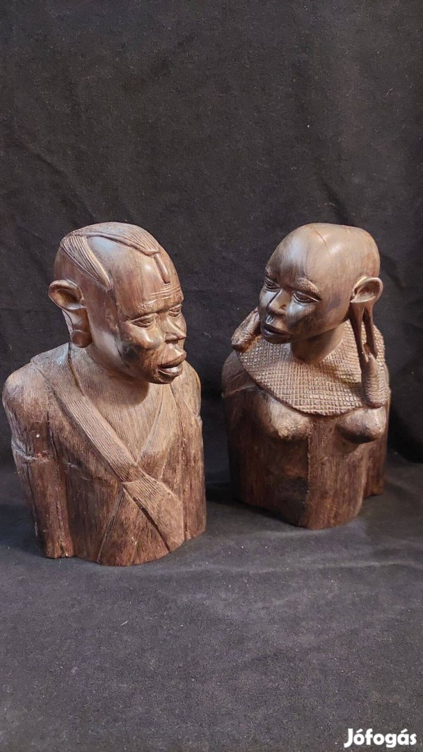 Fekete férfi és nő, szoborpár, Afrika