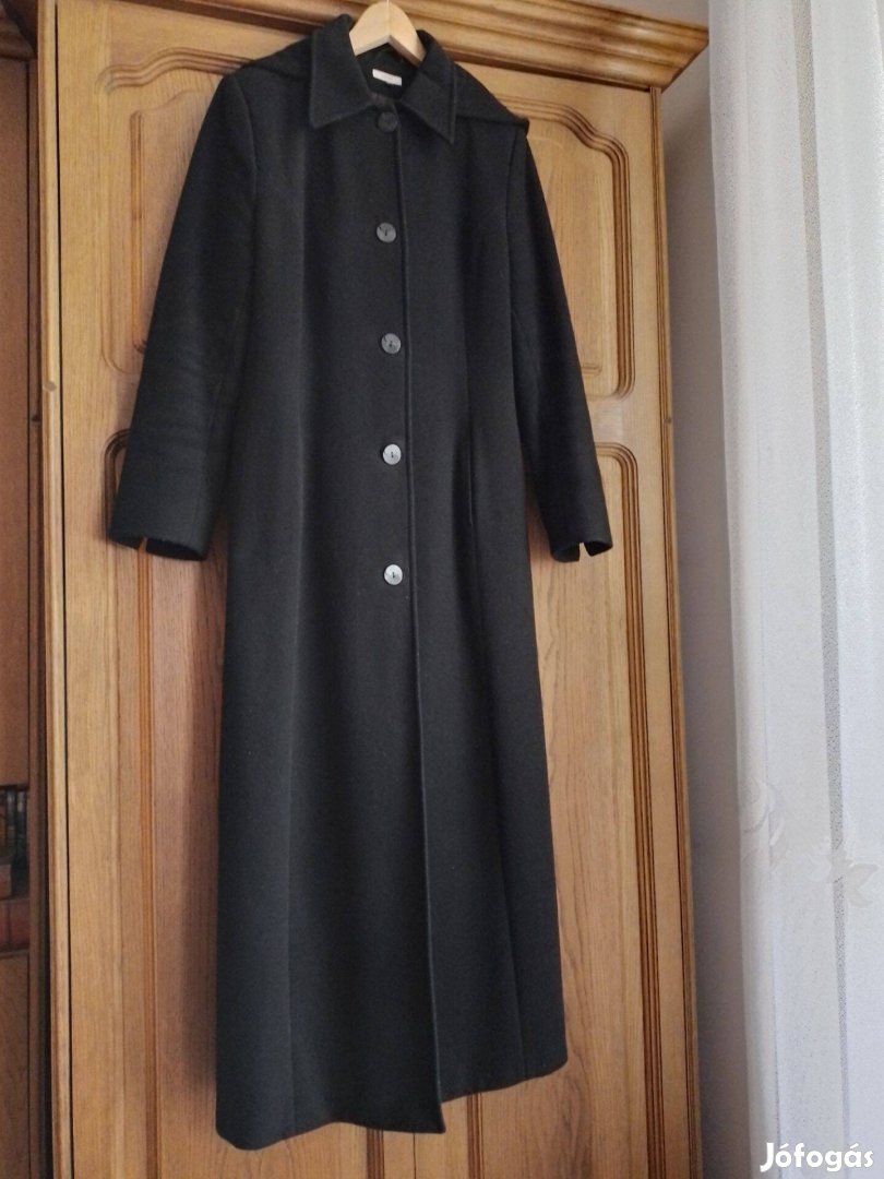 Fekete hosszú női szövetkabát M