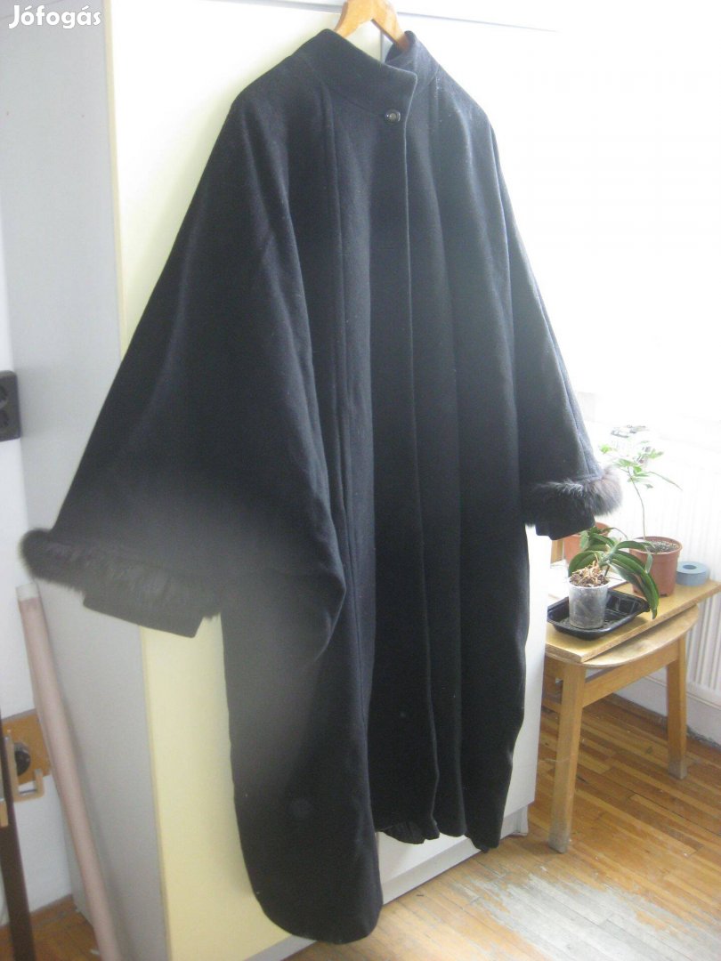 Fekete kasmír gyapjú kabát