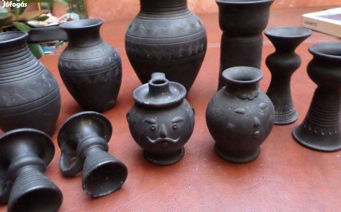 Fekete kerámia köcsög gyertyatartó váza többféle Új 12 db