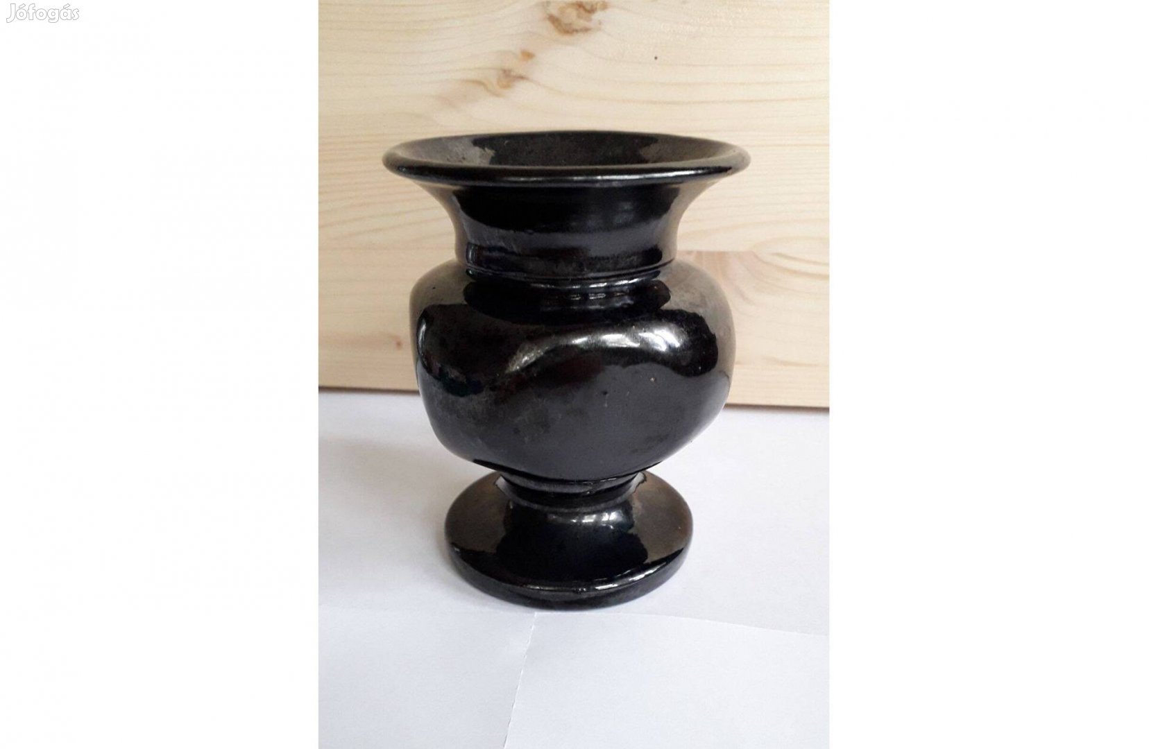 Fekete kerámia váza 10*8 cm hibátlan