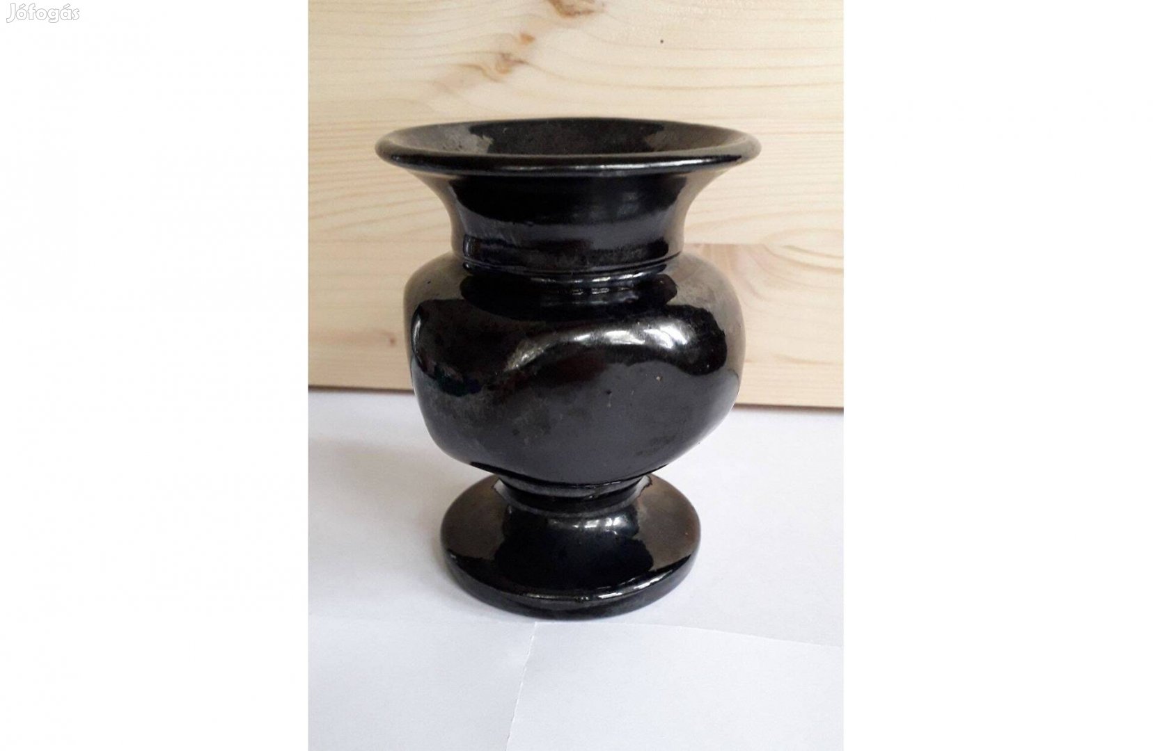 Fekete kerámia váza 10 x 8 cm hibátlan