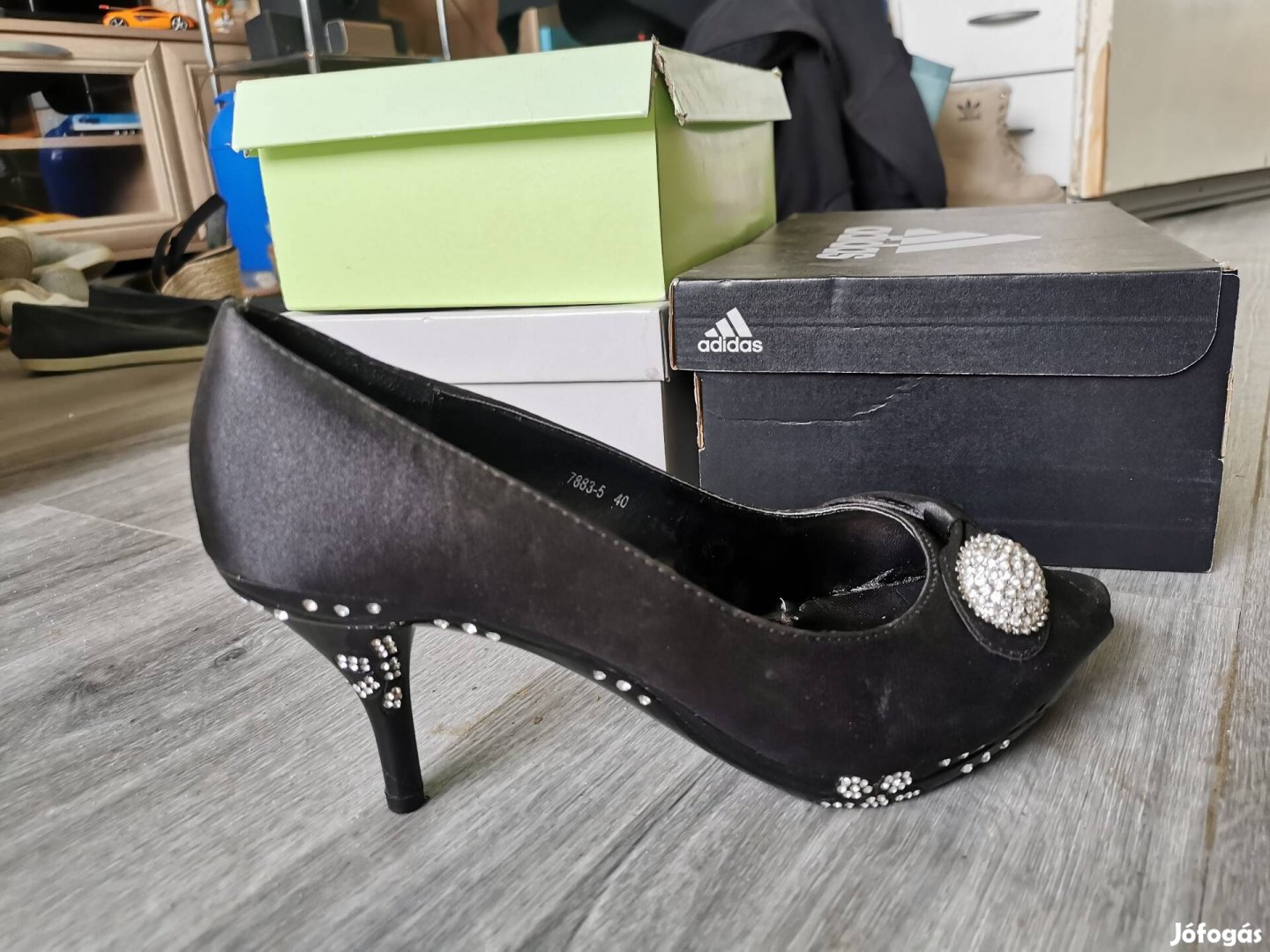 Fekete magassarkú cipő, alkalmi cipő, 40-es