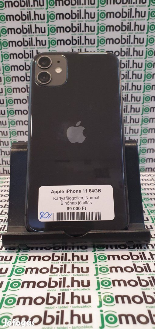 Fekete megkímélt állapotú Apple iphone 11 64GB kártyafüggetlen