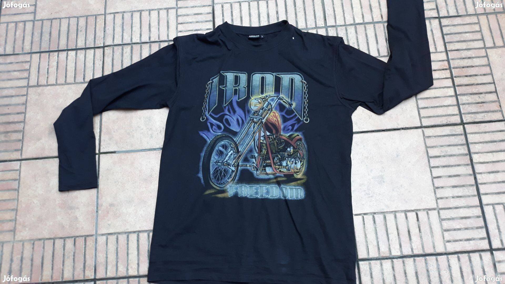 Fekete motoros póló L XL