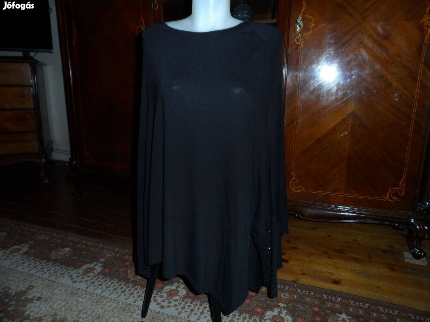 Fekete női poncho ujjas 2XL-es