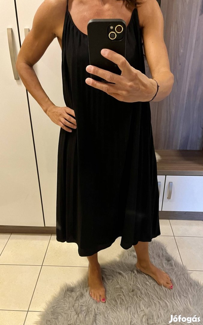 Fekete plisszírozott ruha XL h&m alkalmi nyári ruha 40 42 44