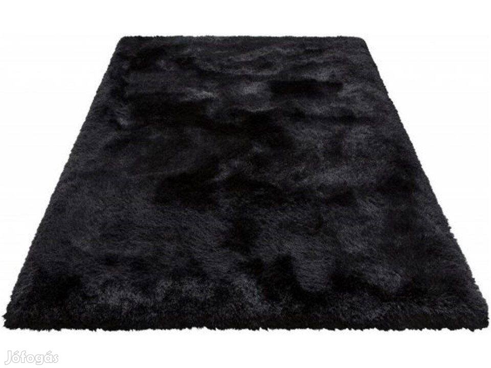 Fekete színű szőnyeg 160/230 cm Puha Fényes Magas szálú Kedvezőáron!