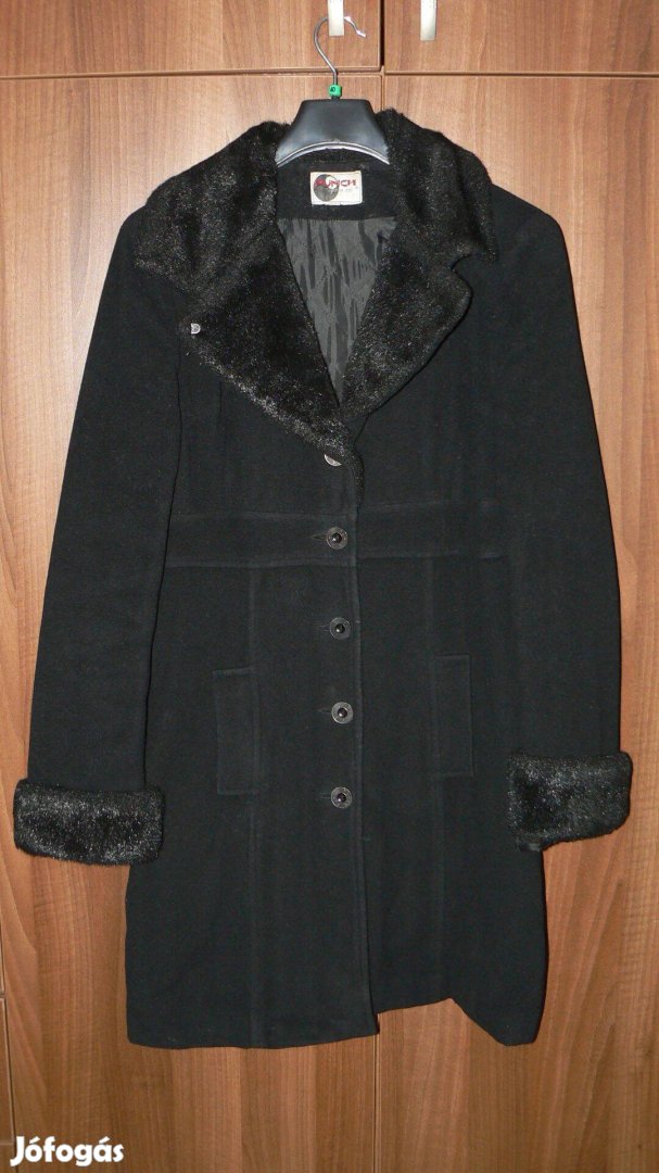 Fekete téli szövet kabát 40-es Hibátlan!