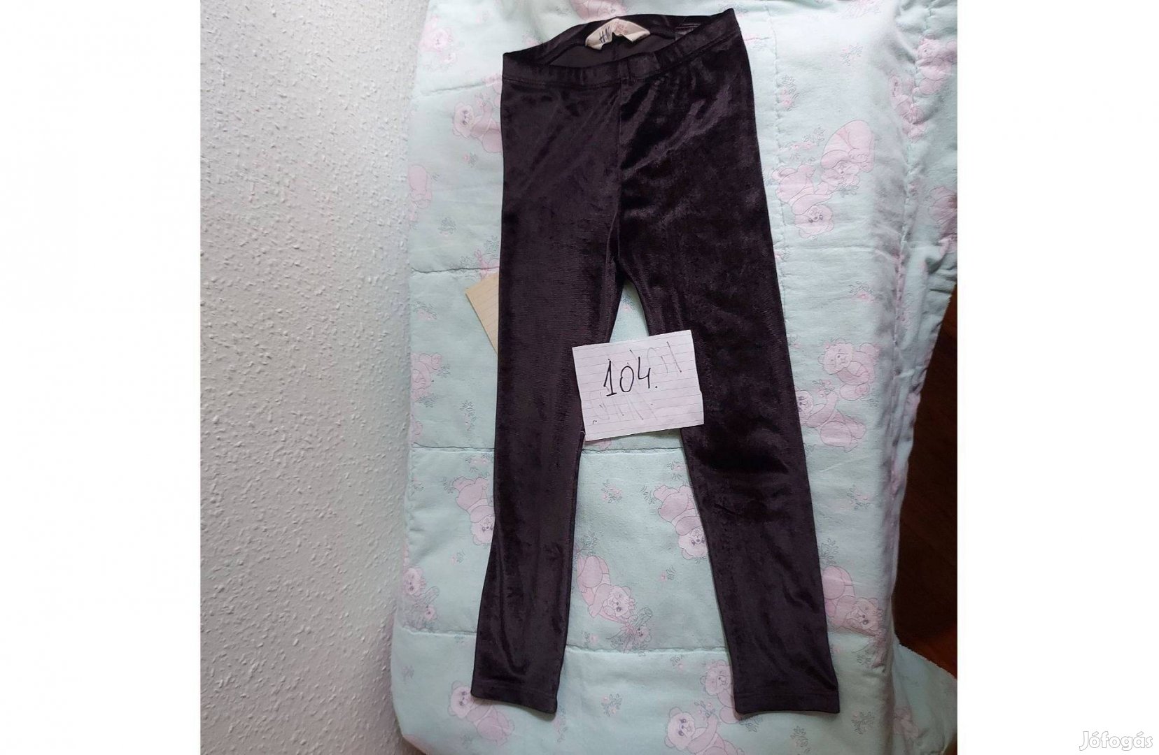 Fekete tükörbársony kislány leggings, 104-es