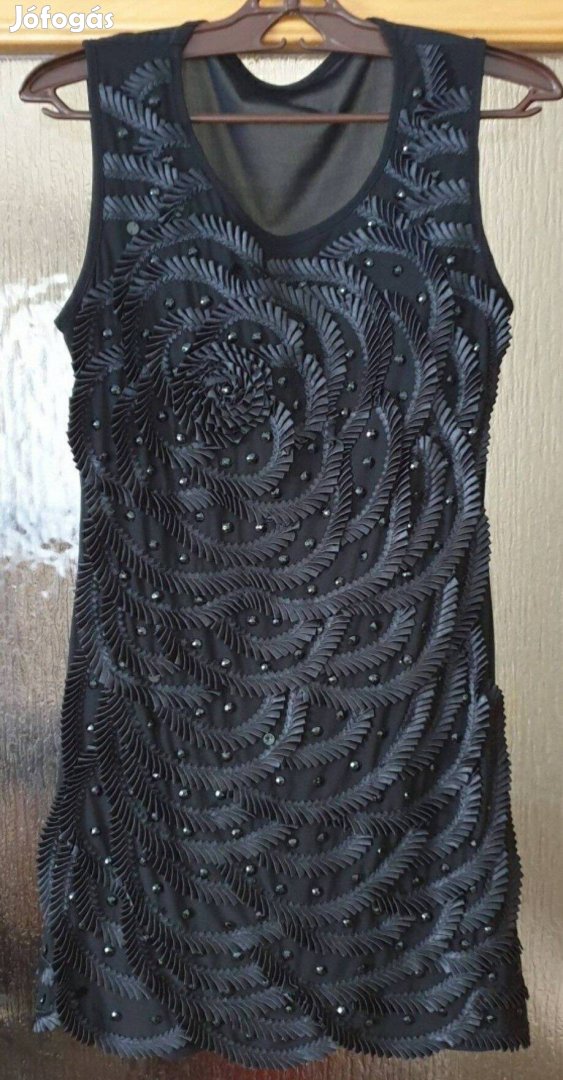 Fekete ujjatlan flitteres alkalmi női ruha L-es méret