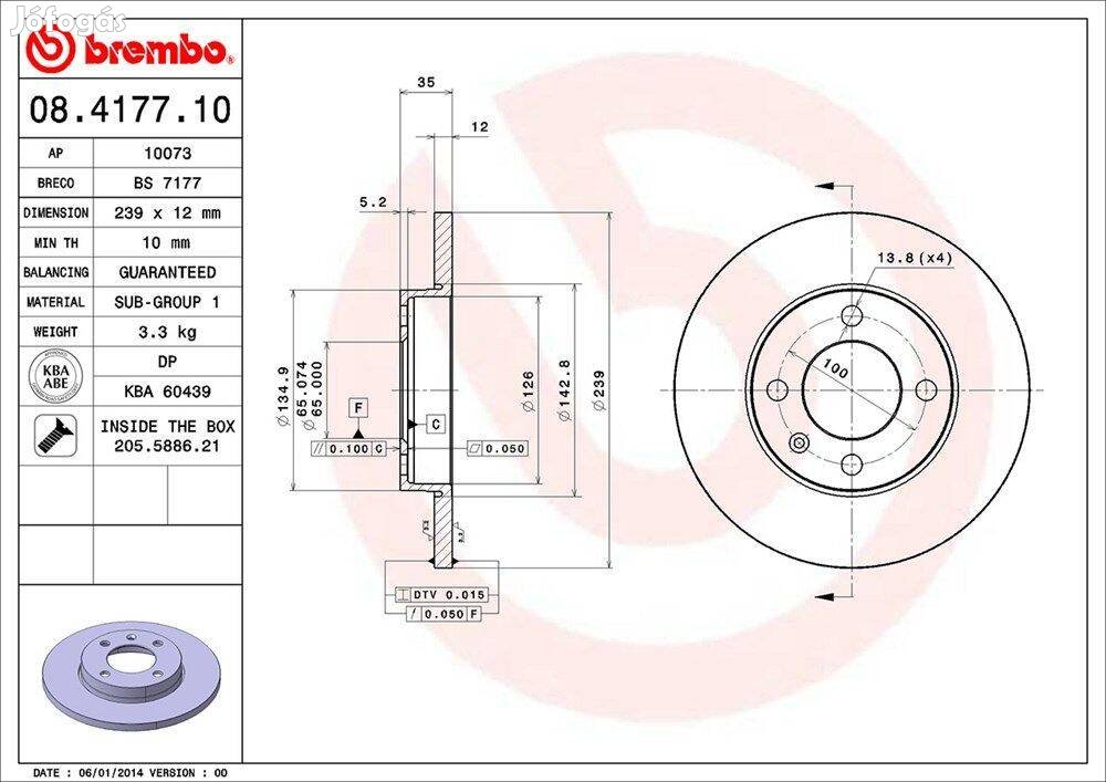 Féktárcsa Brembo 08.4177.10 - Audi / Volkswagen / VW / Seat