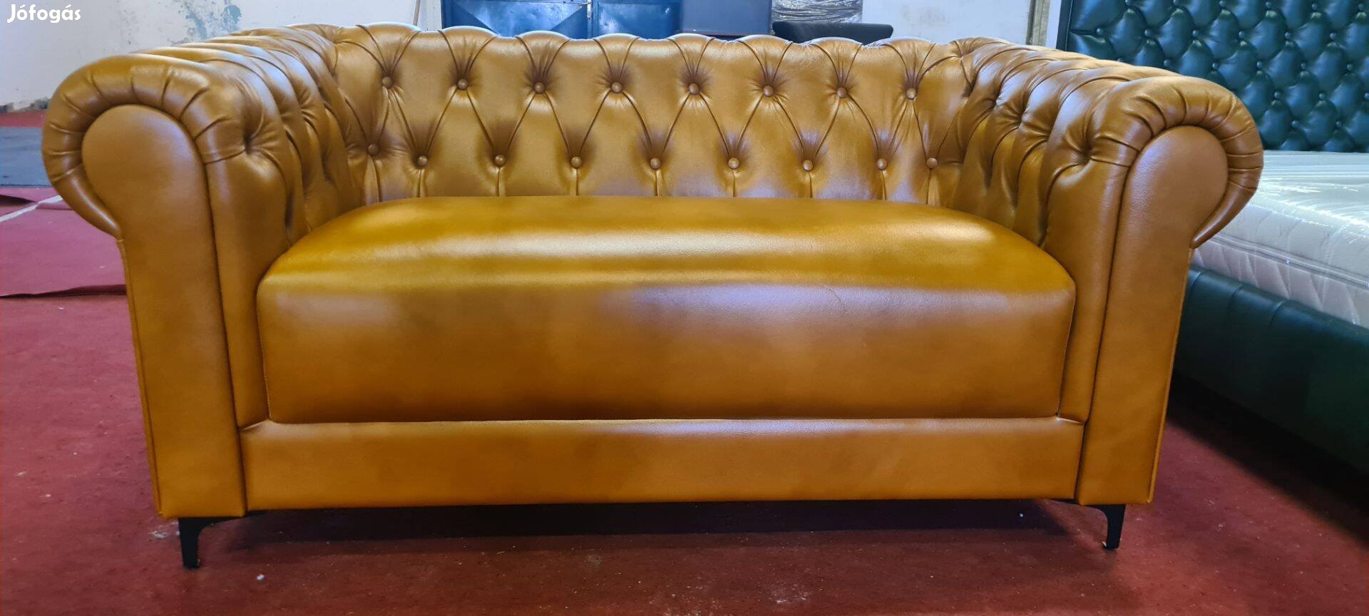 Fél ÁR!Bezárunk!Új valódi bőr Chersterfield csau barna