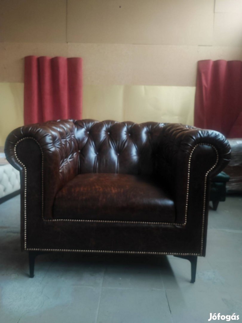 Fél árÚj Minőségi Valódi bőr! chesterfield antik barna