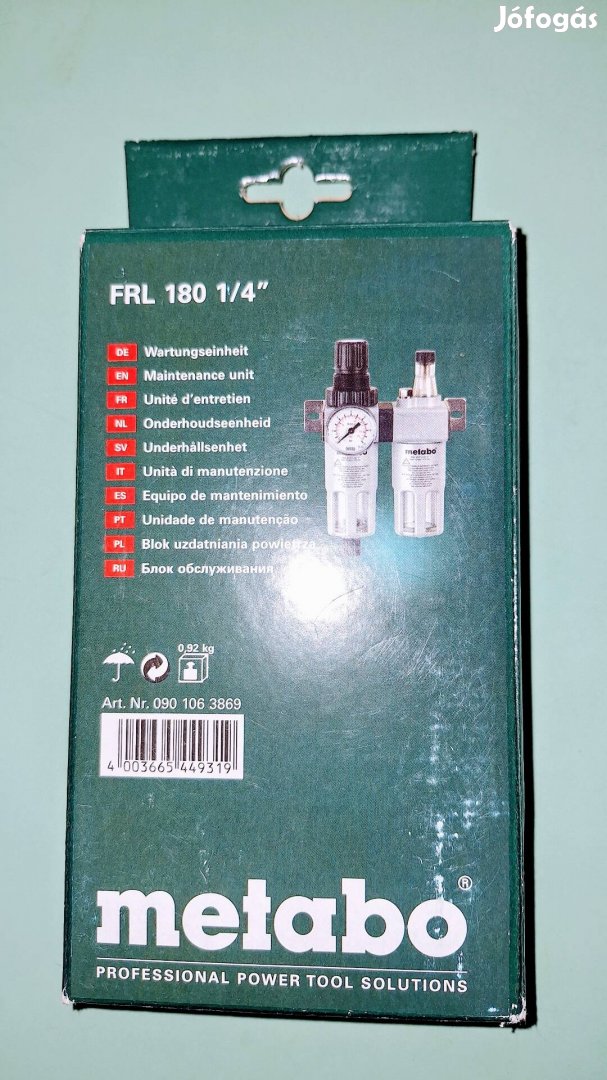 Fél ár alatt! Metabo levegőelőkészítő nyomásszabályzó