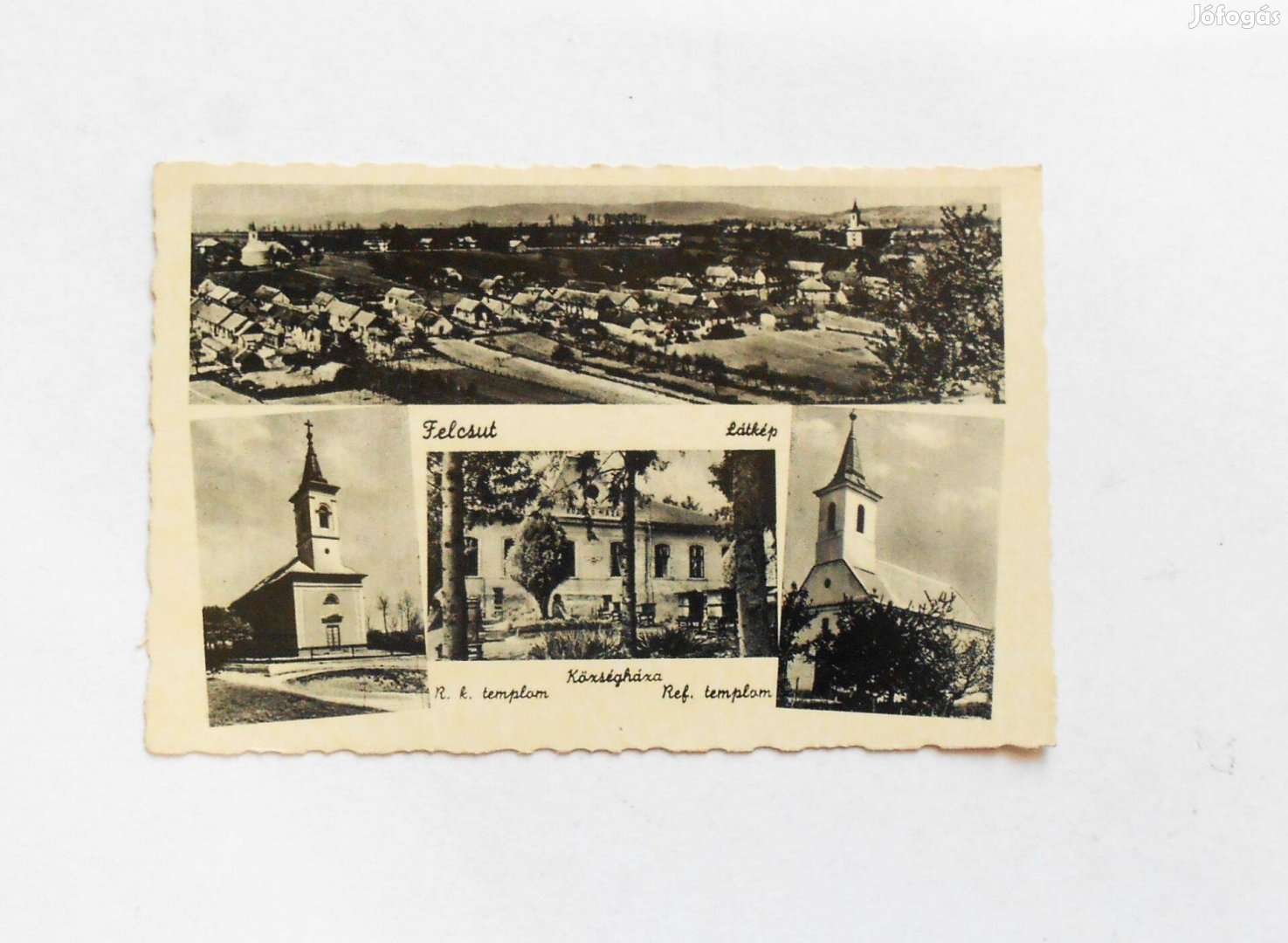 Felcsút régi képeslap. Látkép , R.k. templom, Községháza