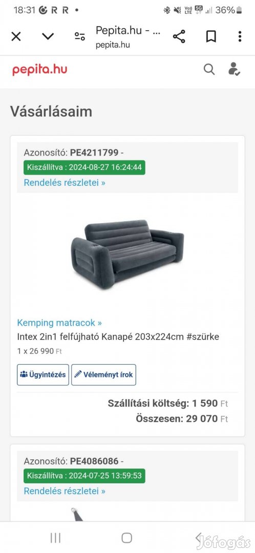 Felfújható kanapéágy Intex 2in1