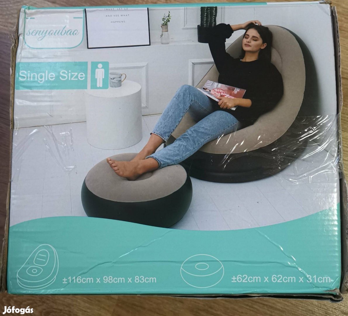 Felfújható relax fotel és lábtartó szett Új