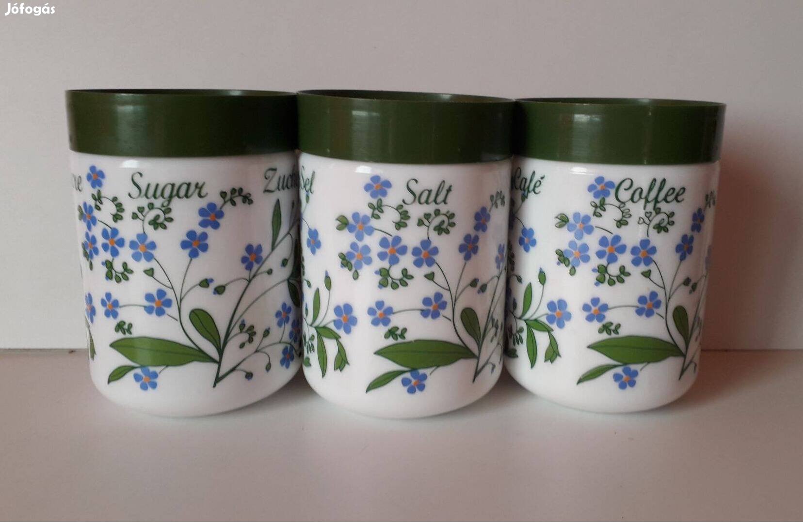Feliratos, 3 db-os Arcopal üveg-porcelán fűszertartó készlet