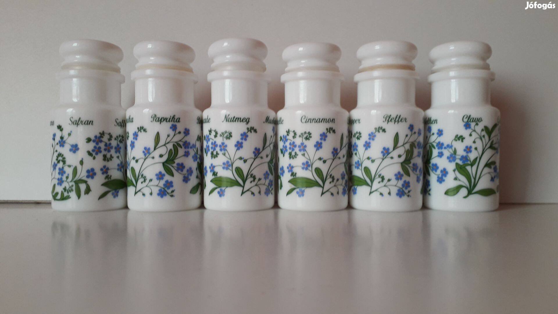 Feliratos, 6 db-os Arcopal üveg-porcelán fűszertartó készlet