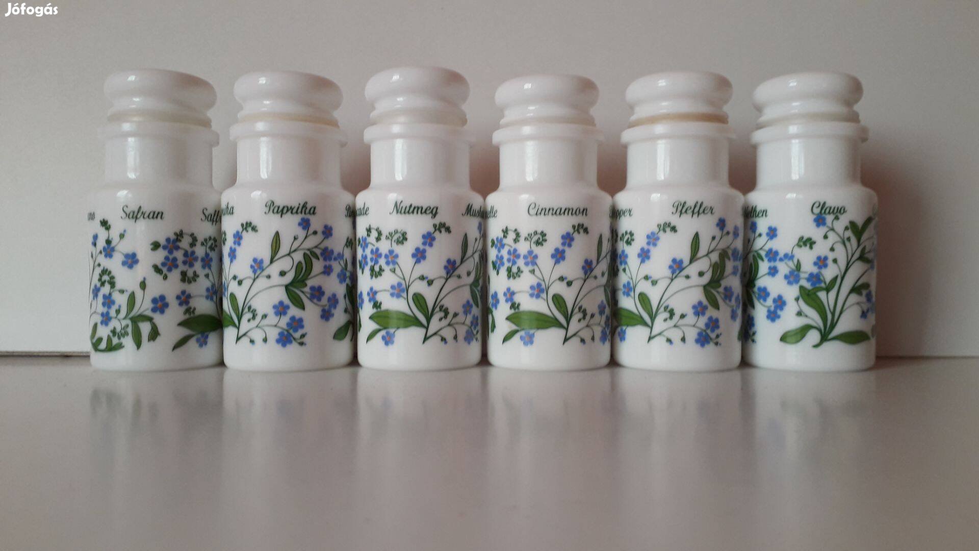 Feliratos, 6 db-os Arcopal üveg-porcelán fűszertartó
