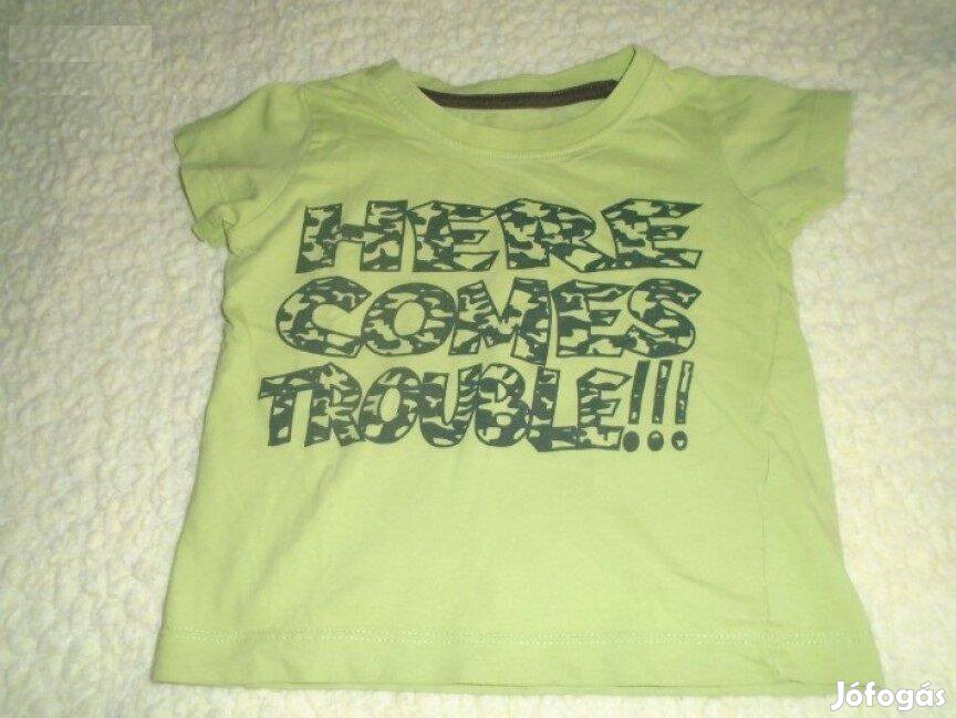 Feliratos és zöld póló 9-12 hó méret 80