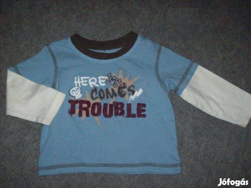 Feliratos mintás hosszú ujjú póló felső 6-9 hó méret 74