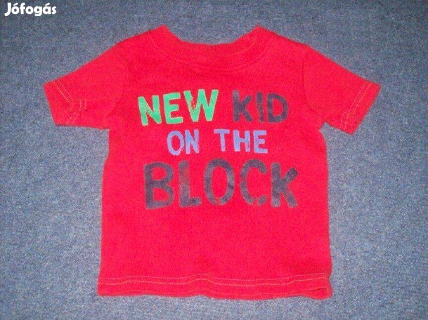 Feliratos piros póló 3-6 hó (méret 68) new kid on the block
