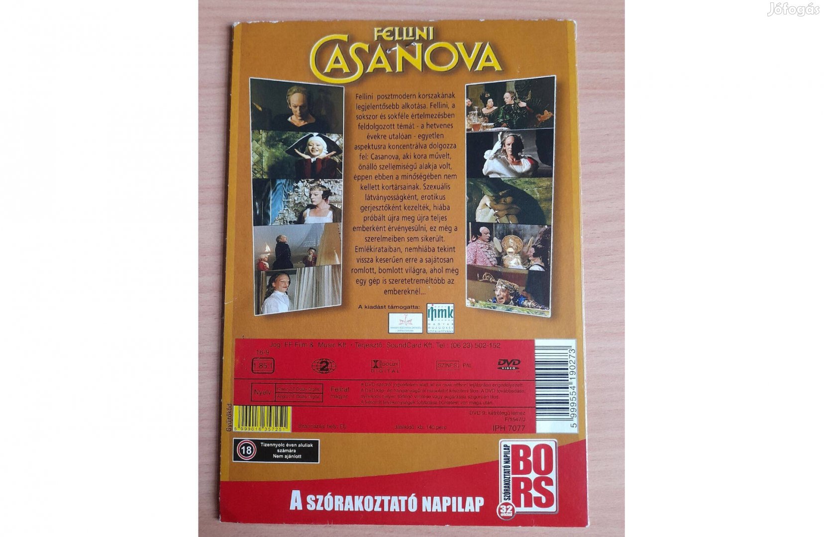 Fellini: Casanova című kosztümös film DVD bontatlan csomagban