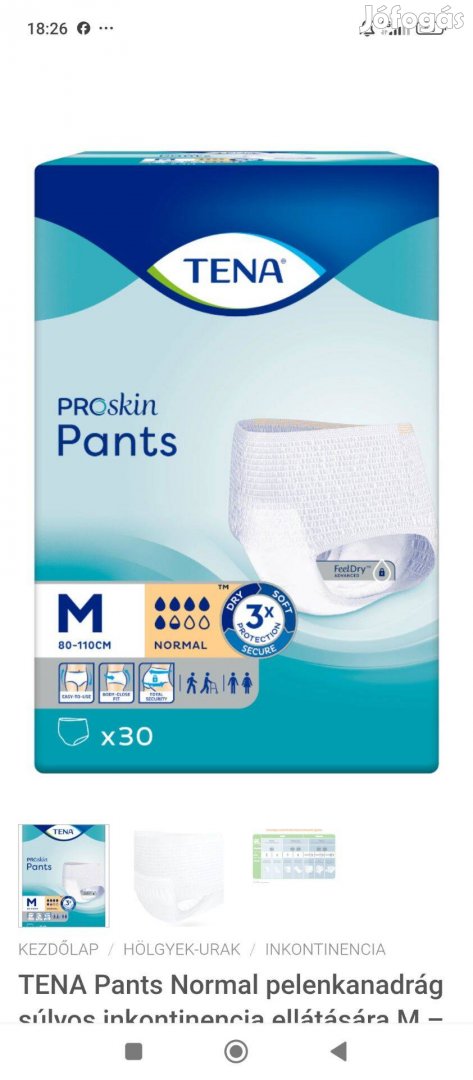 Felnőtt Tena proskin pants pelus eladó!