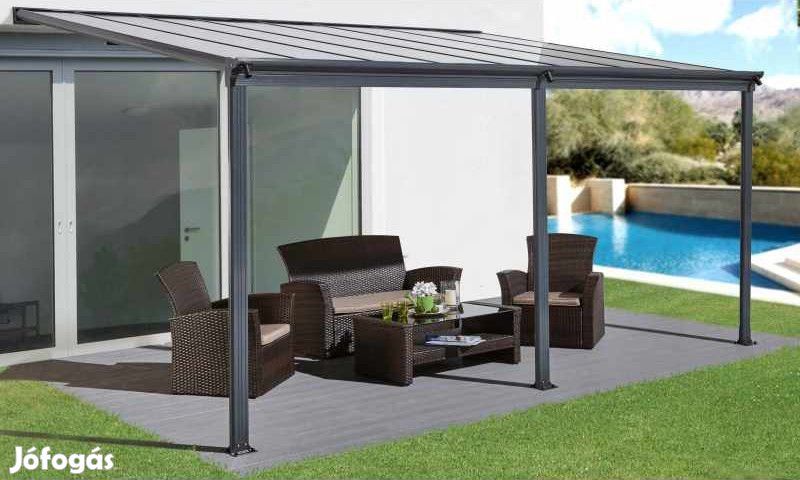 Féltetős alumínium pergola 303 cm x 496 cm antracit P-496-1