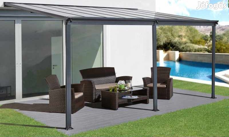 Féltetős alumínium pergola 303 cm x 558 cm antracit P-550-1