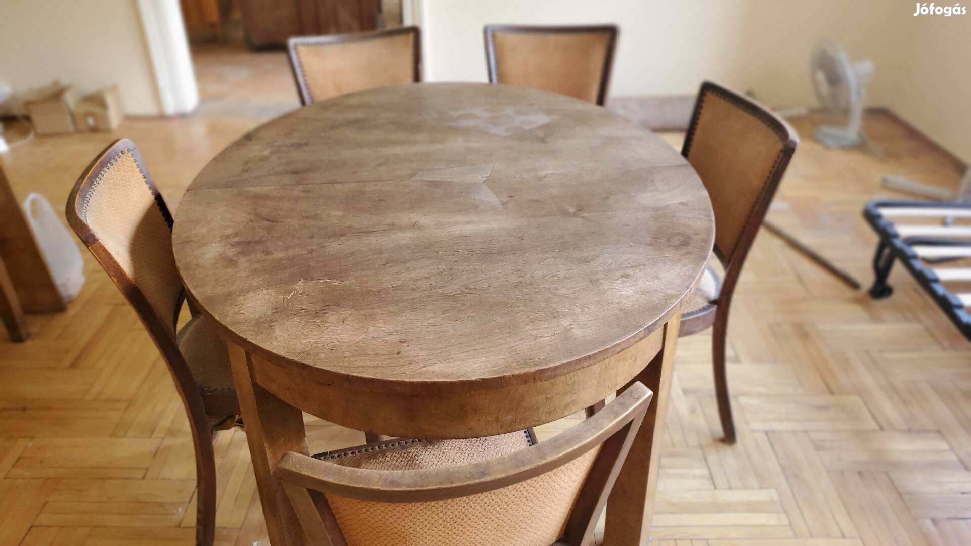 Felújítandó asztal székekkel, ebédlő garnitúra, antik étkező
