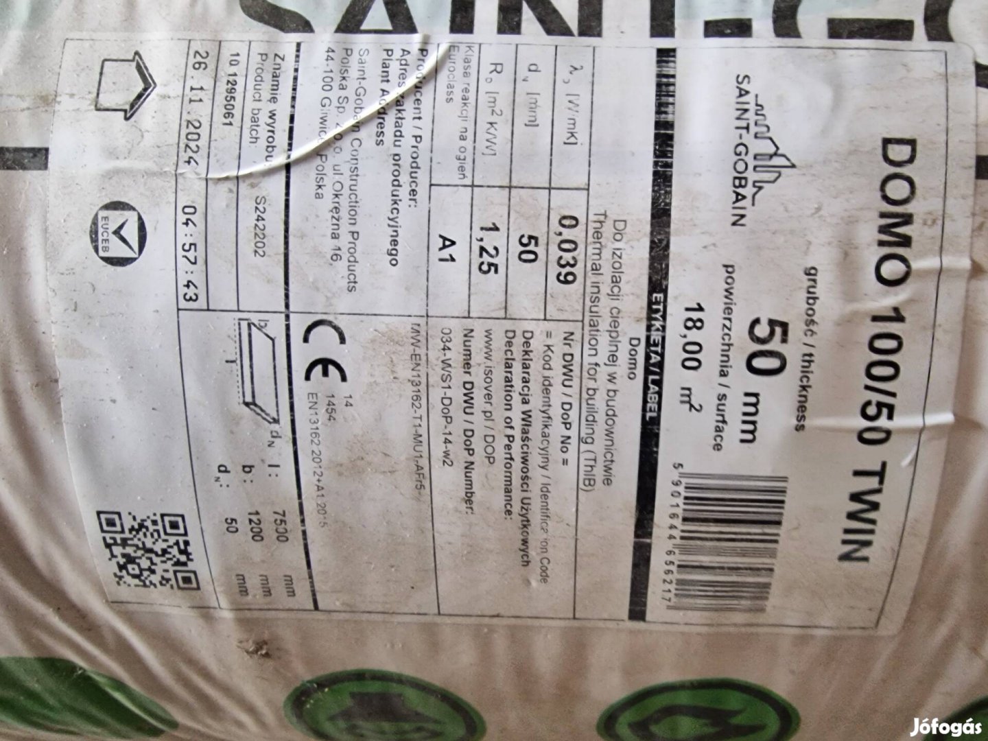 Felújításból megmaradt üveggyapot szigetelés eladó Szolnokon