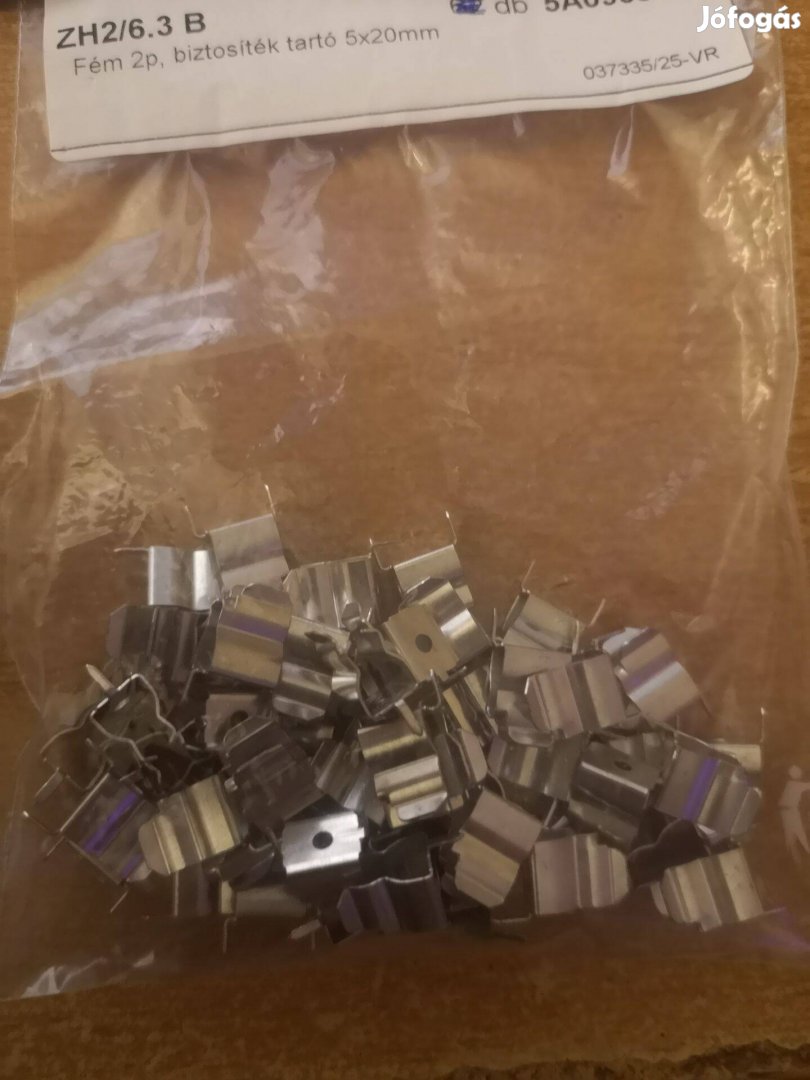 Fém 2p, biztosíték tartó 5x20mm 6,35x32mm Új 50db